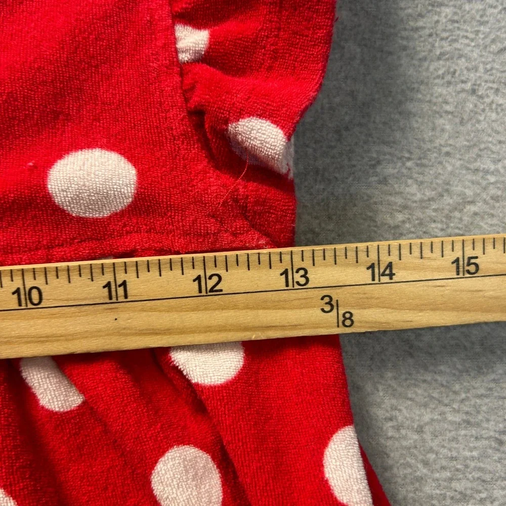 Disney Minnie Mouse Cover Up Robe Girls 7/8 Red Polka Dot Hooded‎ Plush Zip